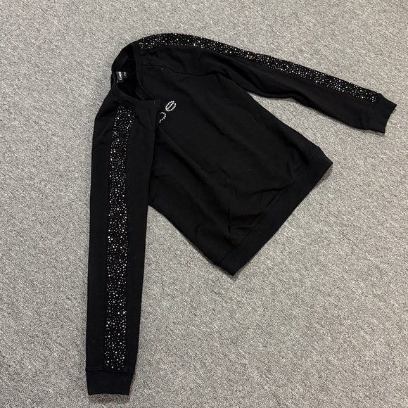 Bebe Black Sweatshirt with Sparkling Rhinestones size medium - Picture 3 of 3